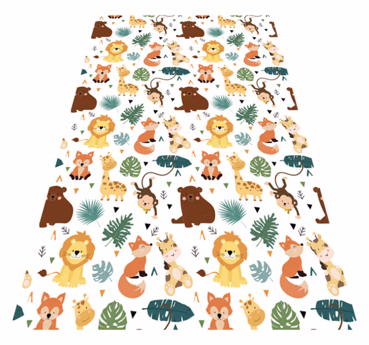 Tapete vinílico de animais fofos com folhas - TenStickers