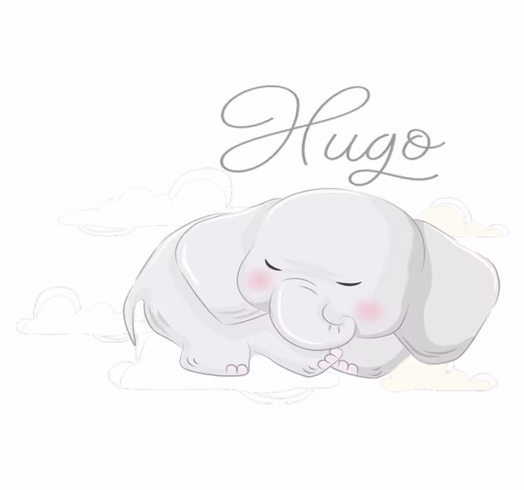 Tapete vinílico de animais elefante dormindo em nuvens - TenStickers