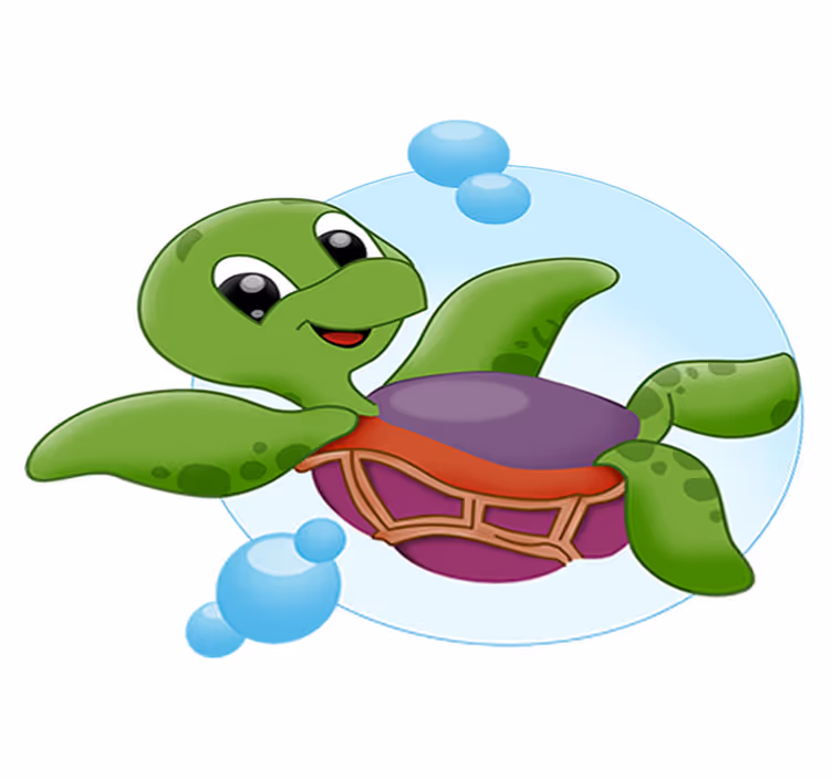 Tapete vinílico de animais tartaruga brincando - TenStickers