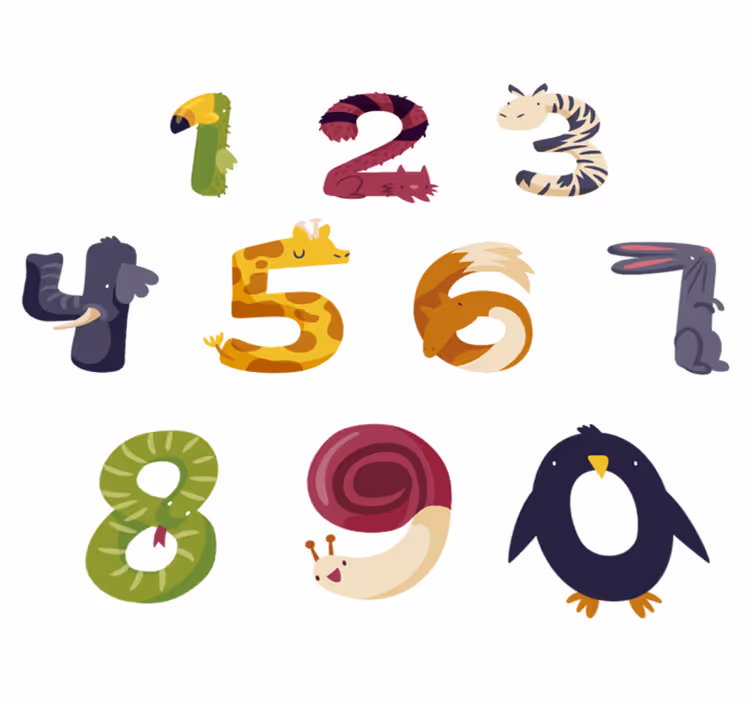 Tapete vinílico de animais com números de animais - TenStickers