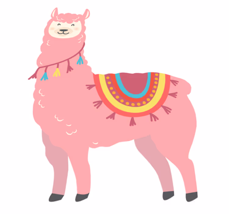 Tapete vinílico de animais lhama rosa - TenStickers