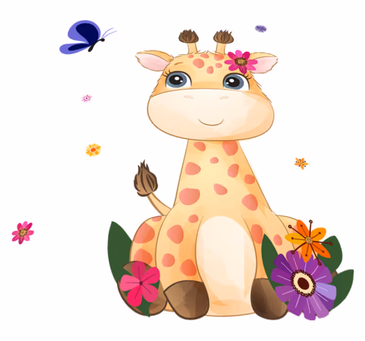 Tapete vinílico de animais África selvagem girafa menina - TenStickers