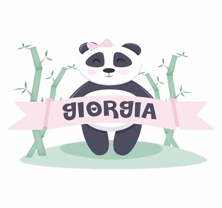 Tapete vinílico de animais panda menina com nome - TenStickers