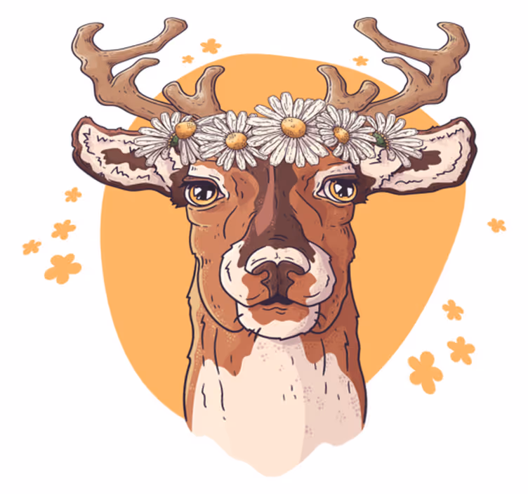 Tapete vinílico de animais veado floral - TenStickers
