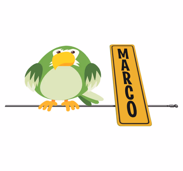 Tapete vinílico de animais papagaio selvagem com nome - TenStickers