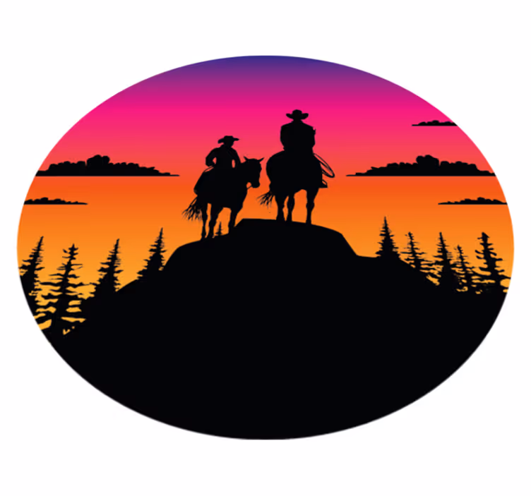 Tapete vinílico de animais montanhas, velho oeste e cavalos - TenStickers