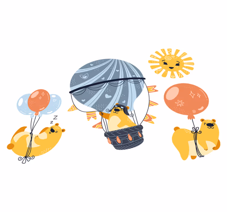 Tapete vinílico de animais pendurados em balões - TenStickers