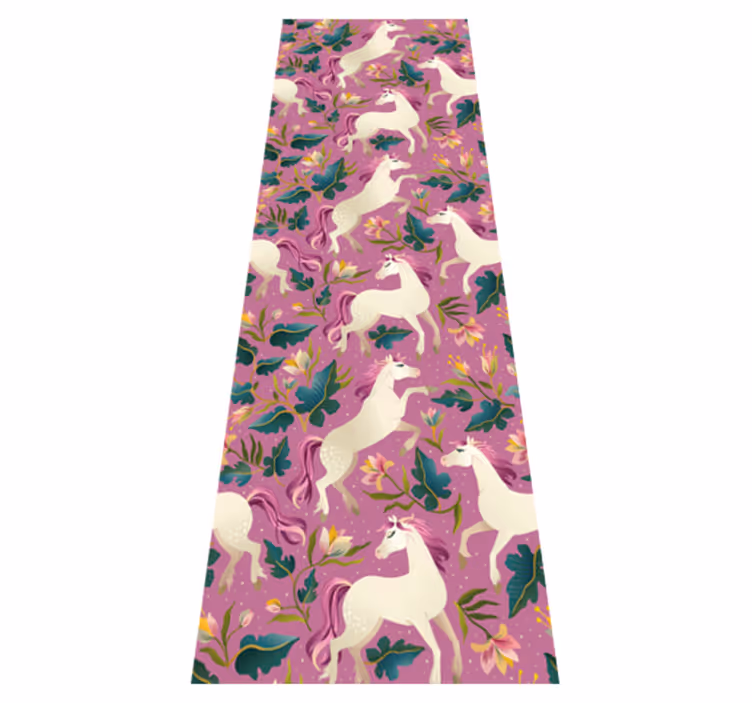 Tapete vinílico de animais design de cavalo floral rosa - TenStickers