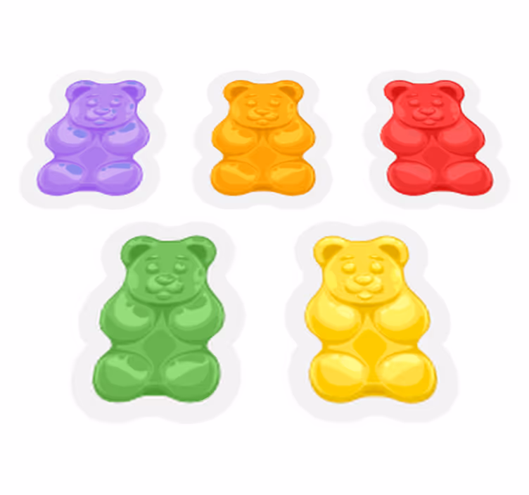 Tapete vinílico de animais formas de urso coloridas - TenStickers