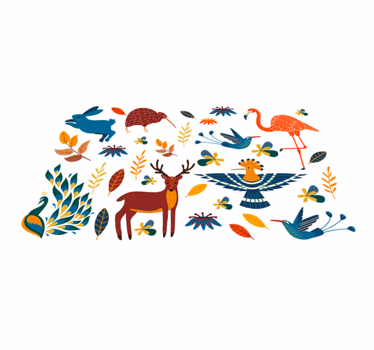 Tapete vinílico de animais com padrões coloridos - TenStickers