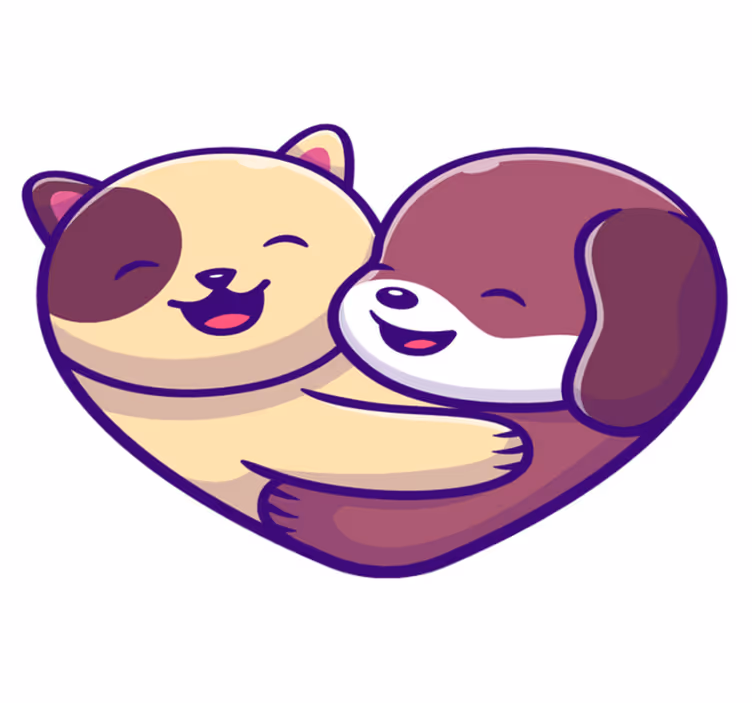 Tapete vinílico de animais abraço fofo de animais - TenStickers