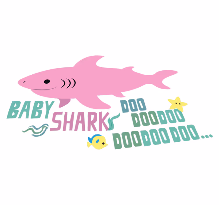 Tapete vinílico de animais letra da música baby shark - TenStickers