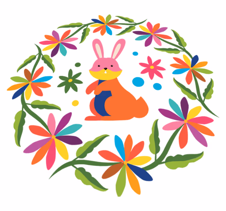 Tapete vinílico de animais com design de coelho colorido - TenStickers