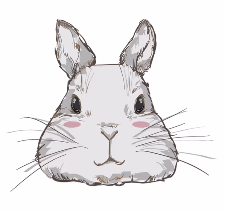 Tapete vinílico de animais cabeça de coelho fofa - TenStickers