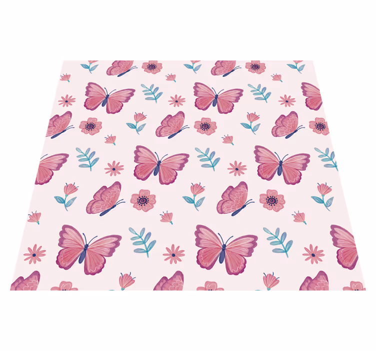 Tapete vinílico de animais composição de flores e borboletas - TenStickers