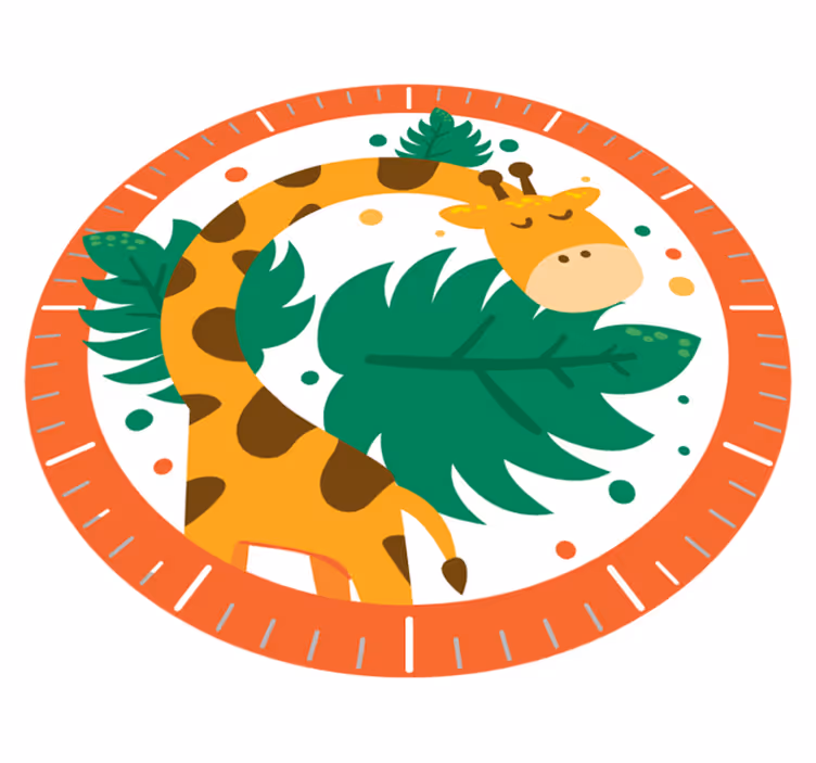 Tapete vinílico de animais relógio de criança girafa - TenStickers