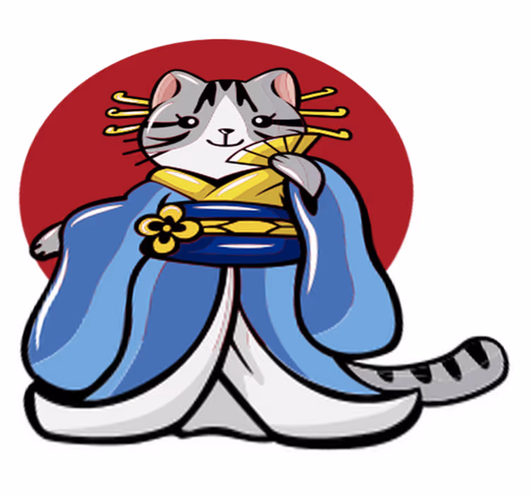 Tapete vinílico de animais gato decorativo japonês - TenStickers