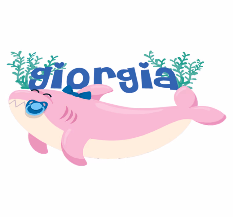 Tapete vinílico de animais tubarão bebê com nome menina - TenStickers