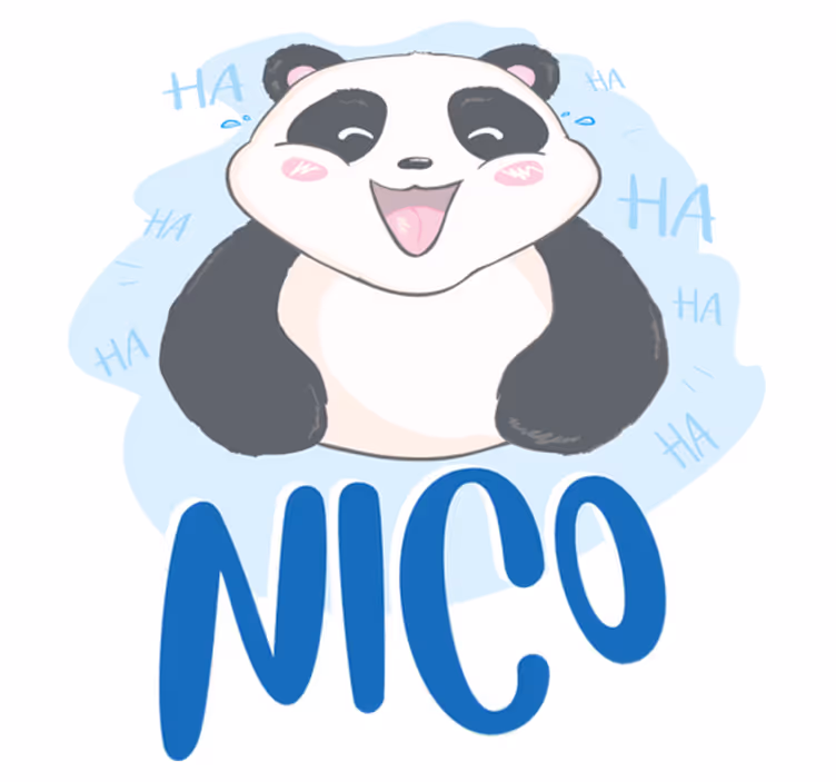 Tapete vinílico de animais panda bebê surpreso com nome - TenStickers