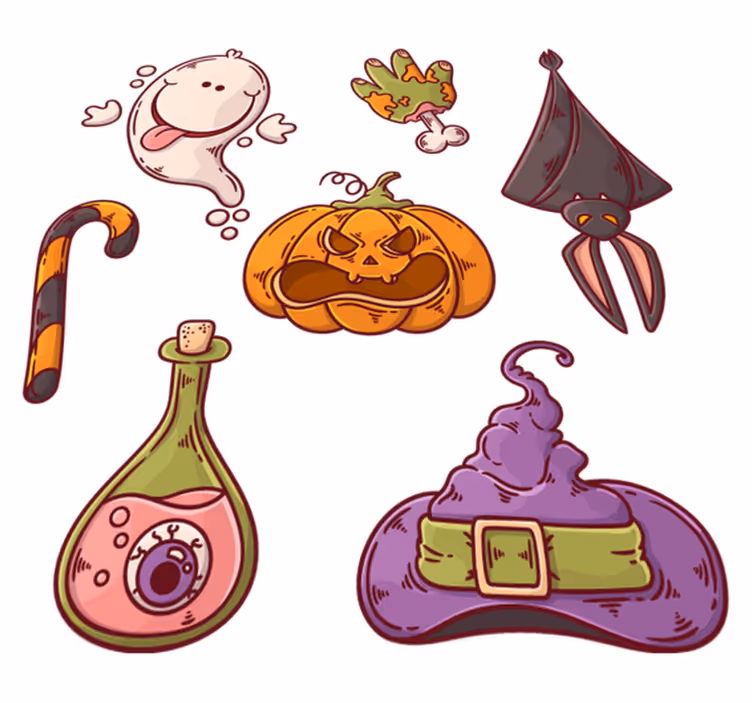 Tapete vinílico halloween figuras de halloween - TenStickers
