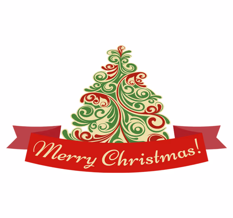 Tapete vinílico do natal Árvore clássica com mensagem - TenStickers