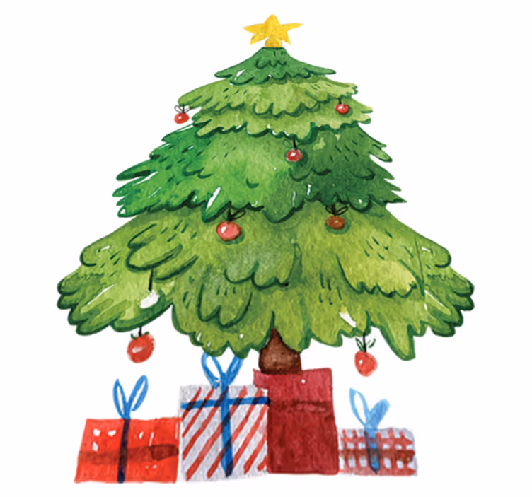Tapete vinílico do natal Árvore com presentes - TenStickers