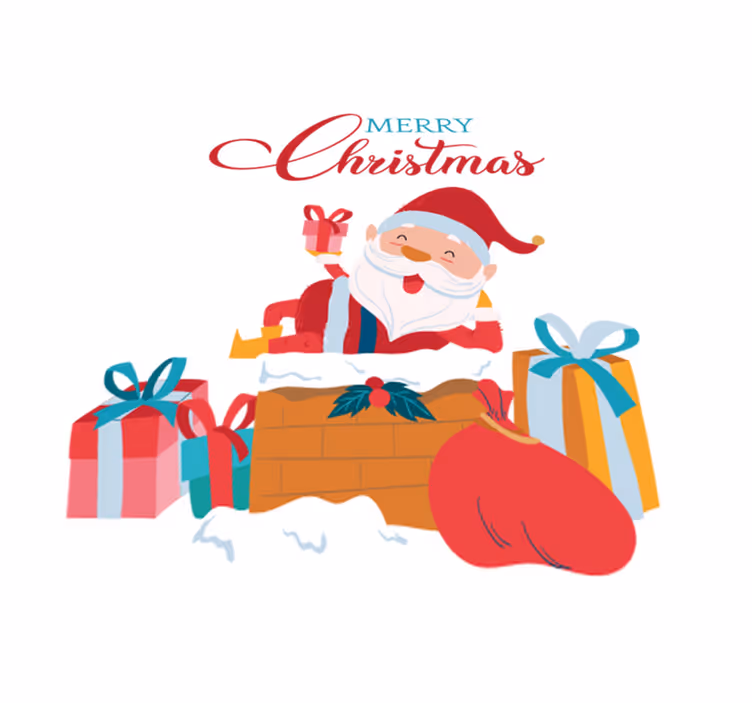 Tapete vinílico do natal com um feliz natal com o papai noel - TenStickers