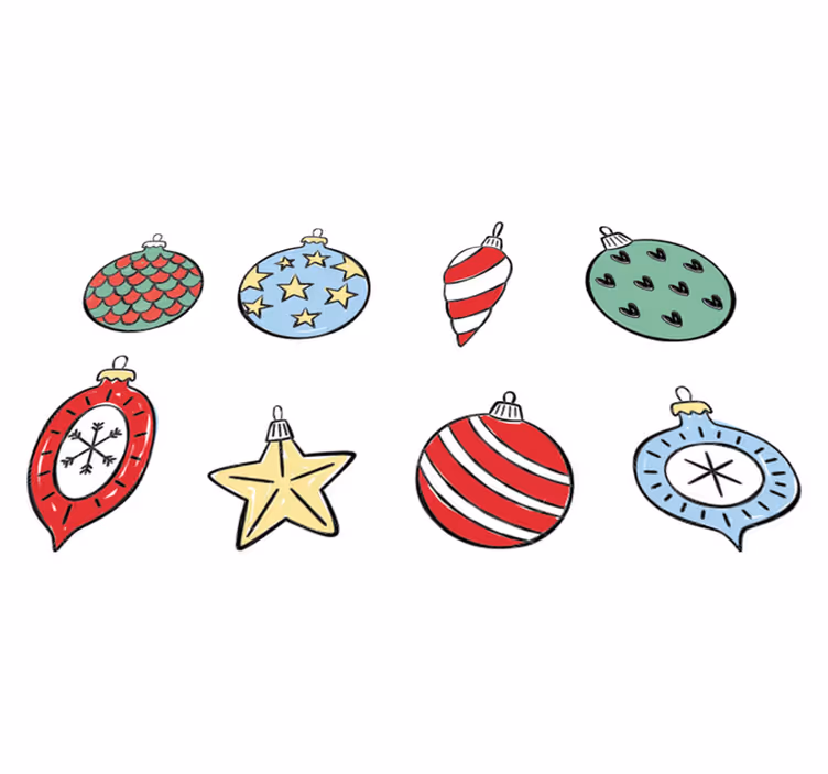 Tapete vinílico do natal conjunto de bolas vintage - TenStickers