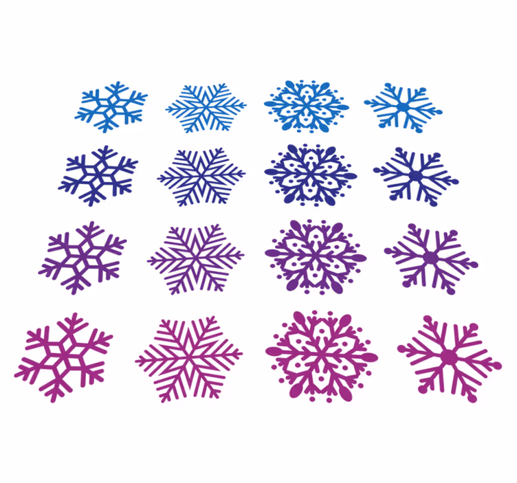 Tapete vinílico do natal pacote de flocos roxos e azuis - TenStickers