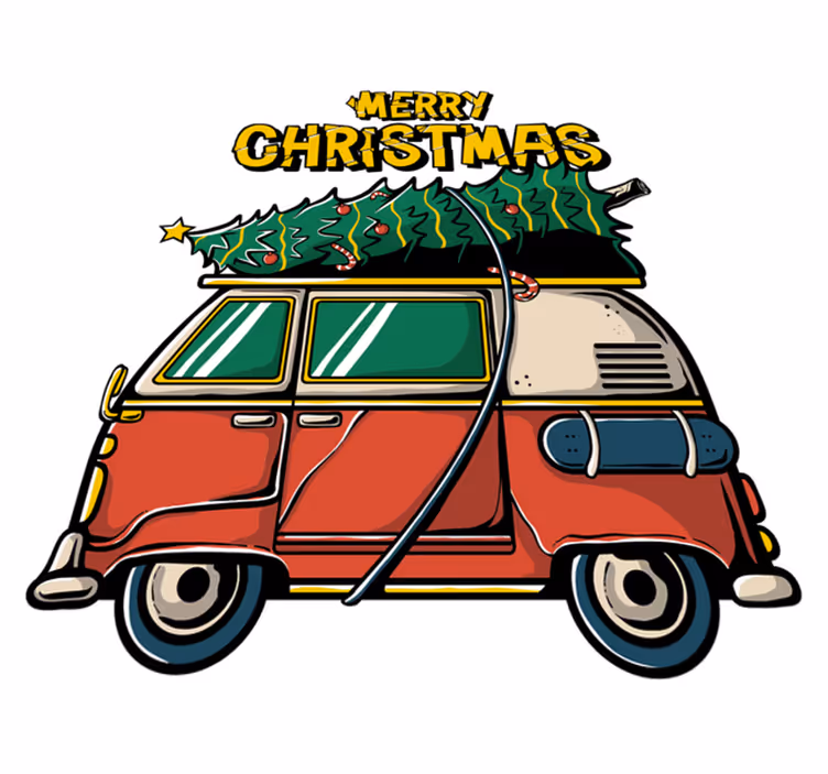 Tapete vinílico do natal carro do papai noel - TenStickers
