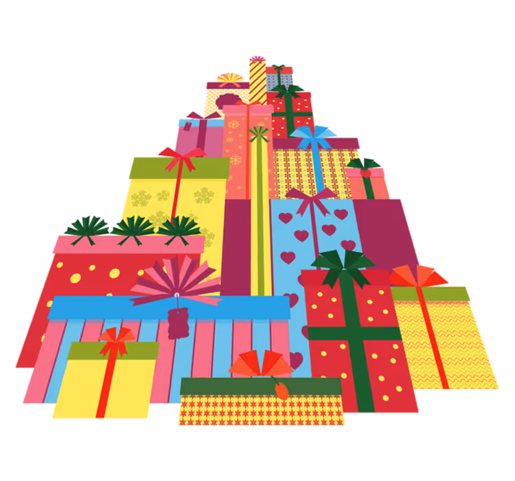 Tapete vinílico do natal grande pilha de caixas presente - TenStickers