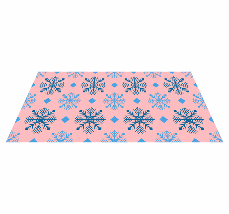 Tapete vinílico do natal com padrão de flocos rosa e azul - TenStickers