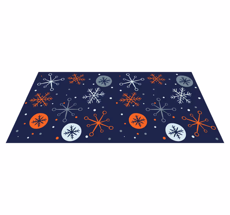 Tapete vinílico do natal flocos de neve azuis e laranjas - TenStickers