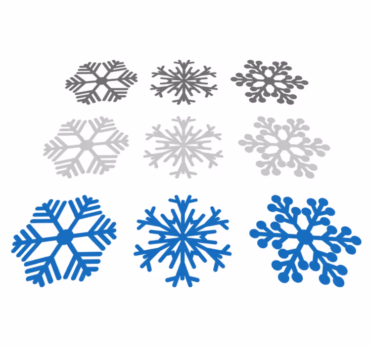 Tapete vinílico do natal flocos de neve cinza e azul - TenStickers
