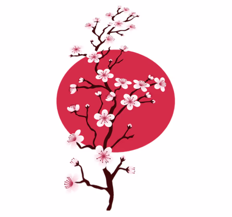 Tapete vinílico flores e plantas ramos de cerejeira - TenStickers