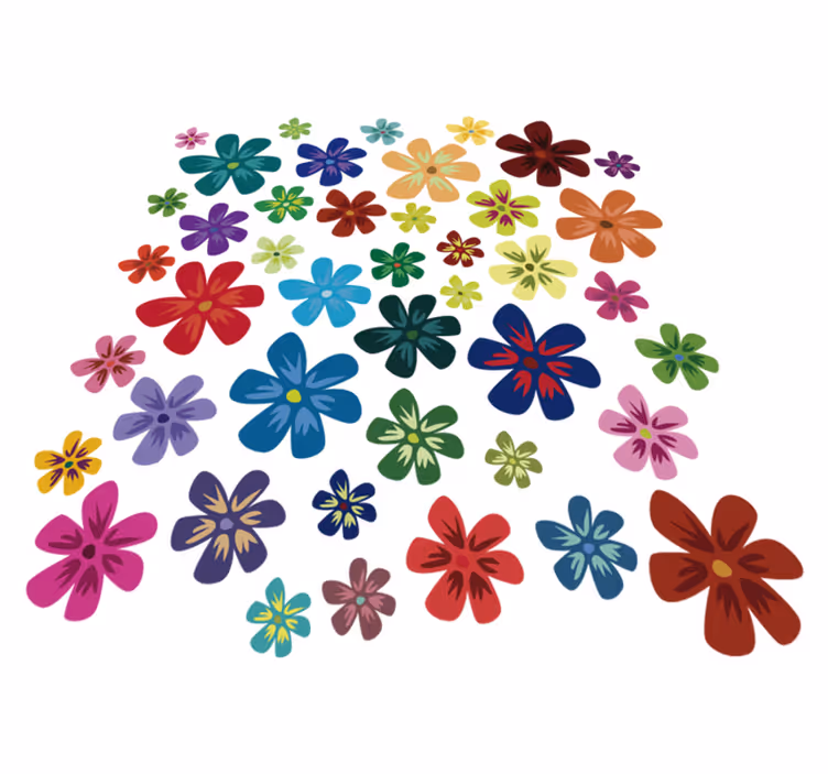 Tapete vinílico flores e plantas em cores vibrantes - TenStickers
