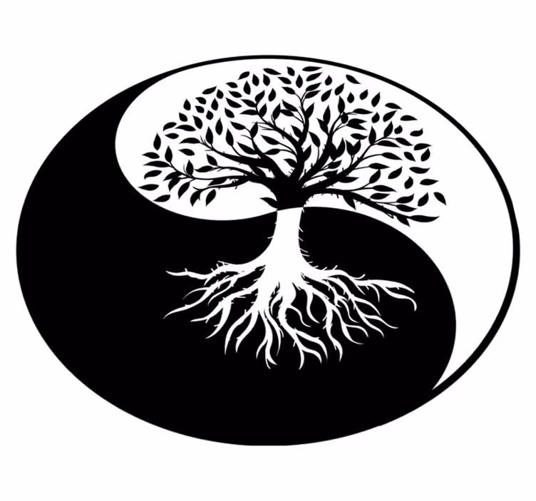 Tapete vinílico flores e plantas Árvore da vida yin e yang - TenStickers