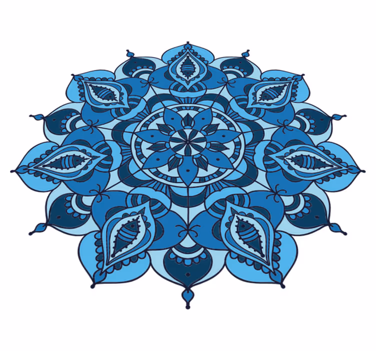Tapete vinílico flores e plantas mandala azul de lótus - TenStickers