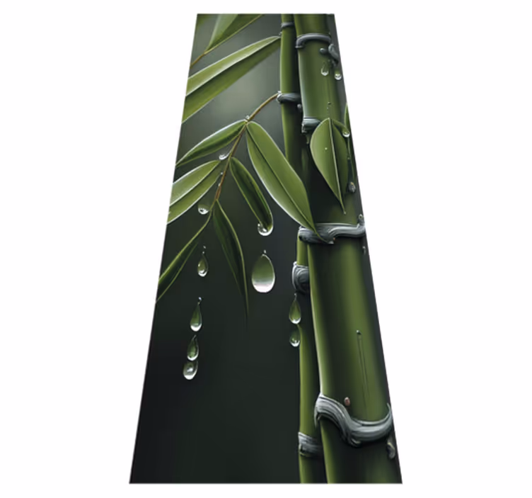 Tapete vinílico flores e plantas bambu com gotas - TenStickers