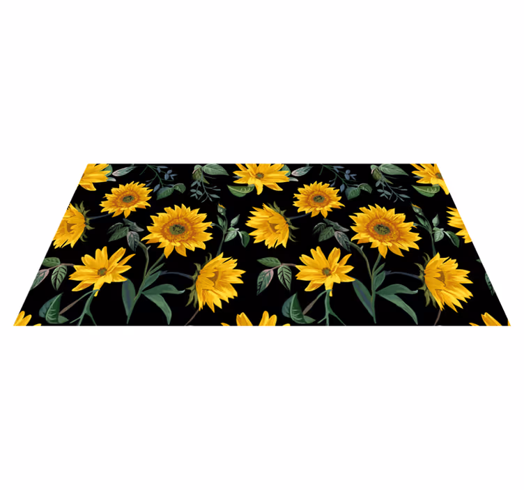 Tapete vinílico flores e plantas girassol vintage - TenStickers