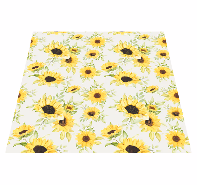 Tapete vinílico flores e plantas girassóis aquarelados - TenStickers