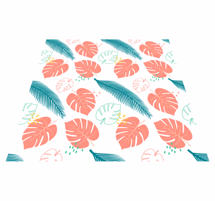 Tapete vinílico flores e plantas folhas tropicais rosas - TenStickers