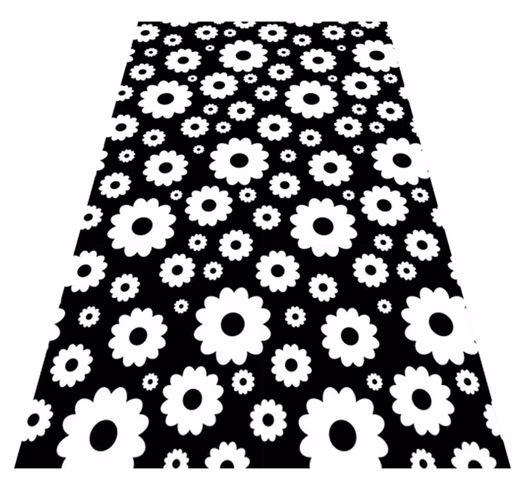 Tapete vinílico flores e plantas margaridas preto e branco - TenStickers