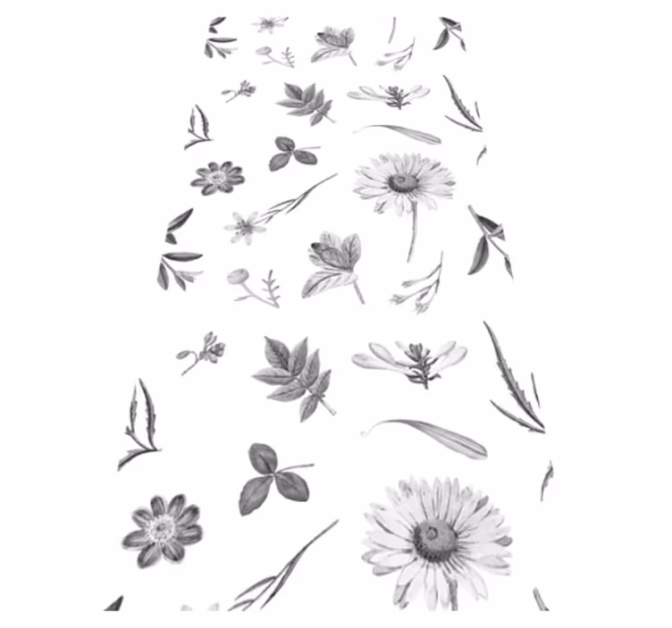 Tapete vinílico flores e plantas flores cinzas - TenStickers