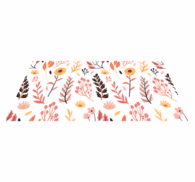 Tapete vinílico flores e plantas em fundo branco colorido - TenStickers
