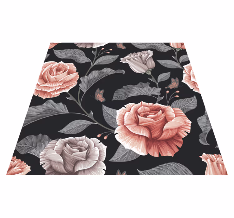 Tapete vinílico flores e plantas padrão de rosas - TenStickers