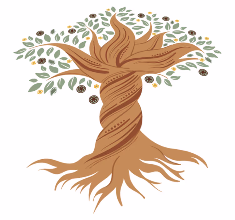 Tapete vinílico flores e plantas Árvore da vida torcida - TenStickers