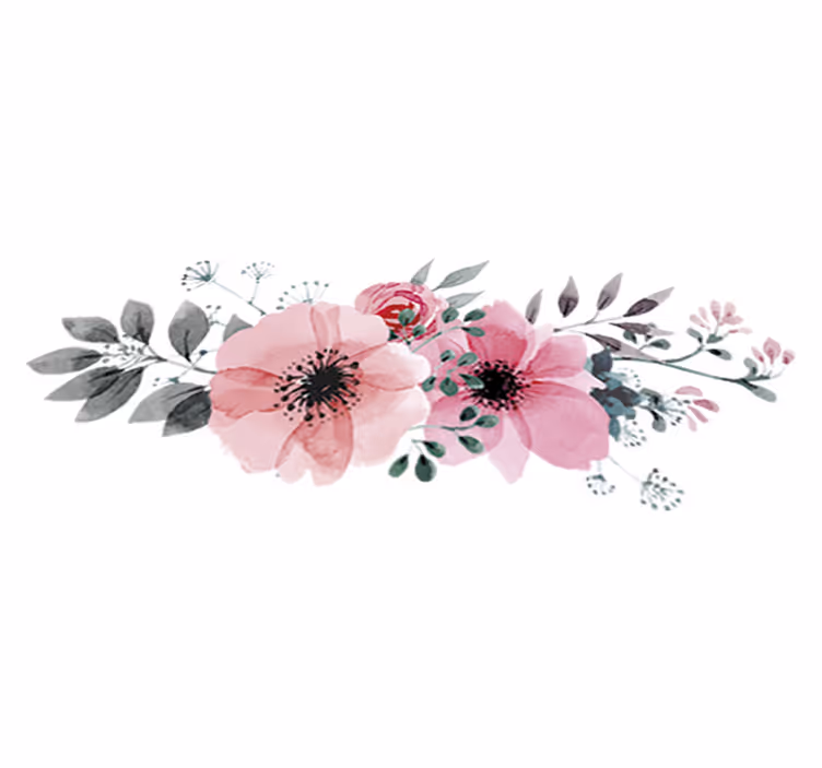 Tapete vinílico flores e plantas amapolas aquarella - TenStickers