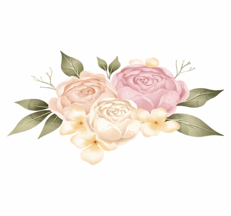 Tapete vinílico flores e plantas peônia aquarelada - TenStickers