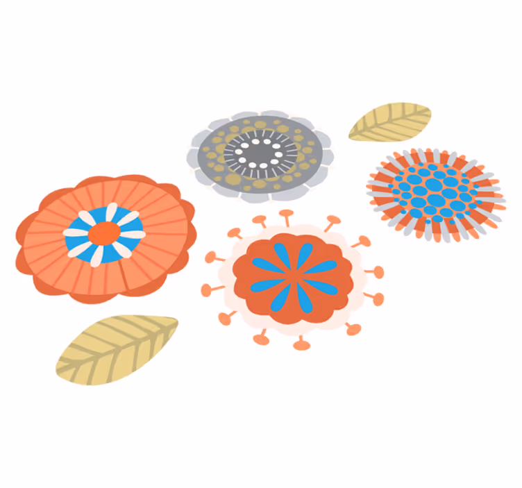 Tapete vinílico flores e plantas formas coloridas - TenStickers